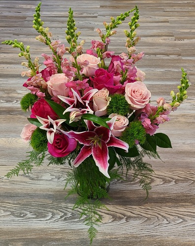Light Pink & Hot Pink Vase from Anthony's Florist in Laurel, MS