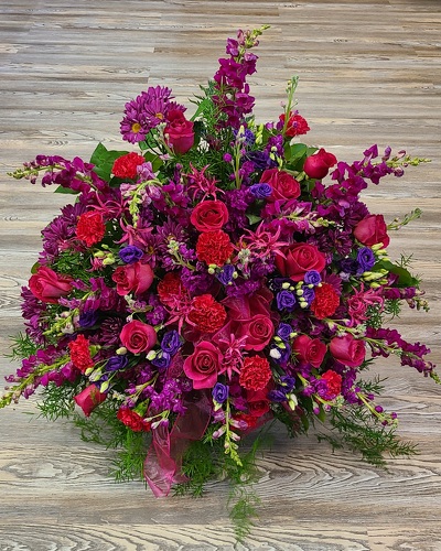 Shades of Purple & Hot Pink Floor Basket from Anthony's Florist in Laurel, MS