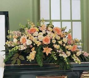 Peach Casket Spray from Anthony's Florist in Laurel, MS